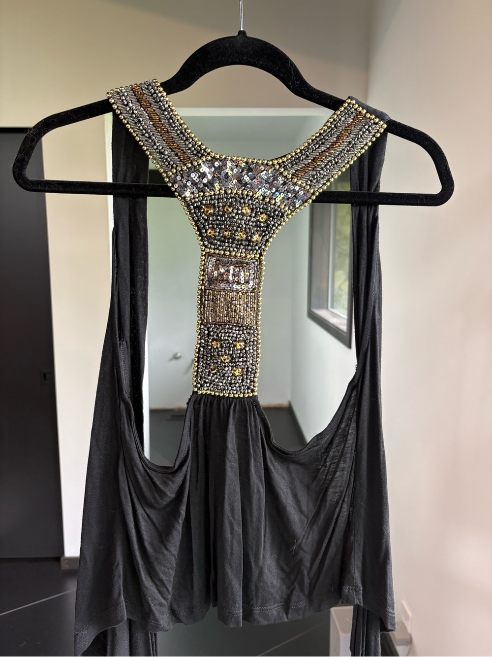 Vintage Wet Seal Black Racerback Vest with Gold Stud Detailing
